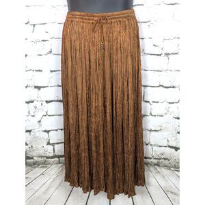 VINTAGE I.K. Collections Shiny Crinkle Broomstick Peasant Maxi Skirt Boho FS